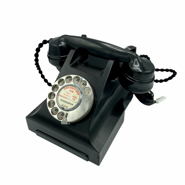 Antique 1940's English GPO Black Bakelite #300 Series Desk Telephone