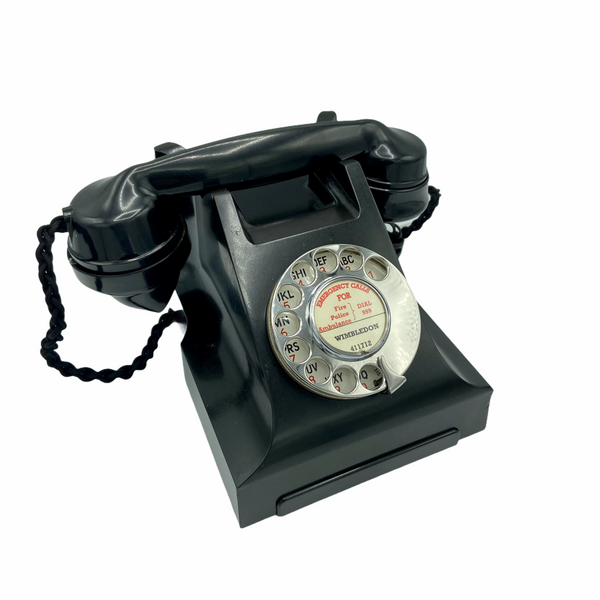 Antique 1940's English GPO Black Bakelite #300 Series Desk Telephone