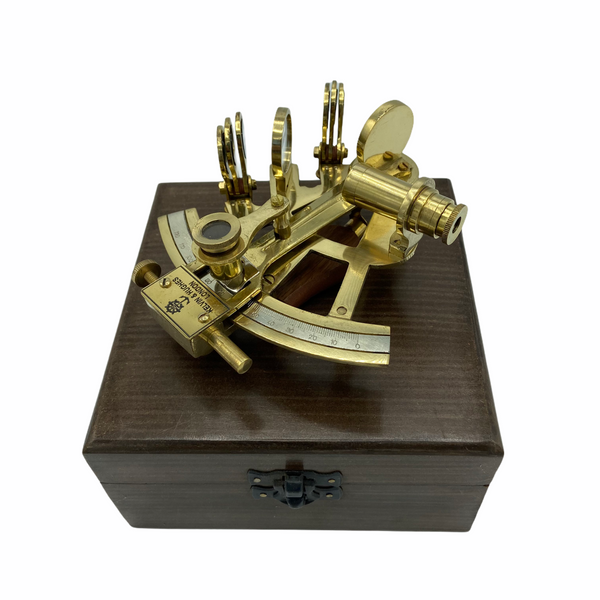 Medium Brass Lifeboat Midi Sextant in a wood box