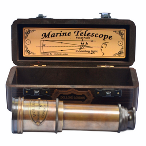 16" Bronze Dolland 4 Draw Telescope in a wood box