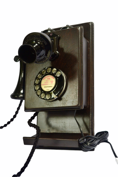 Black Wood 1920/30s Wall Telephone with a Shelf