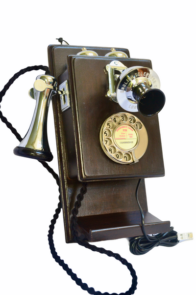 Chrome Wood Wall 1920/30s style Telephone with a Shelf