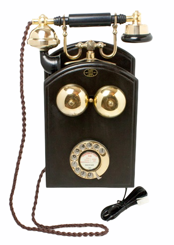 Brass Big Wooden Wall 1930s/40s Style Cradle Telephone