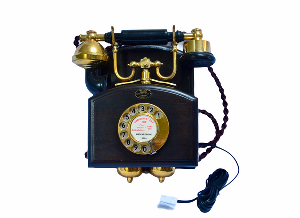 1930's  Style Brass Wood Wall Cradle Telephone