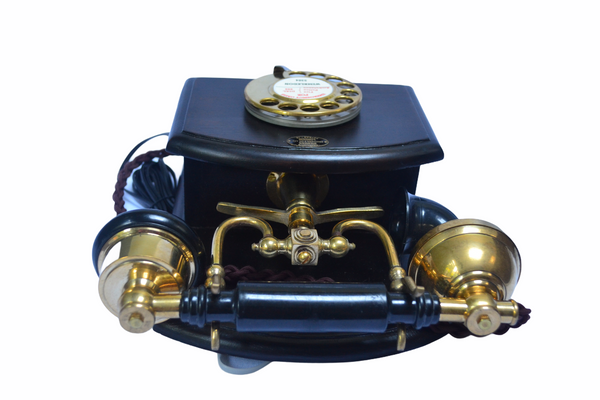 1930's  Style Brass Wood Wall Cradle Telephone