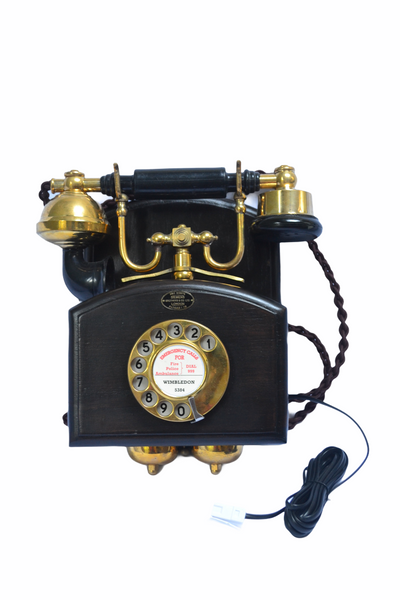 1930's  Style Brass Wood Wall Cradle Telephone