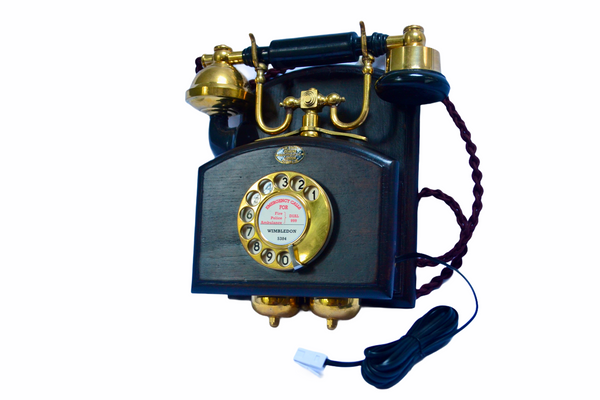 1930's  Style Brass Wood Wall Cradle Telephone