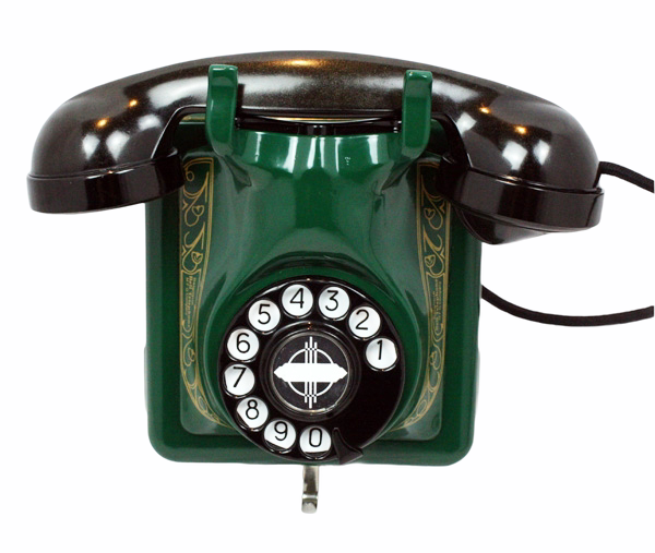 Antique Original Green 1940's Belgium Bell Wall Telephone