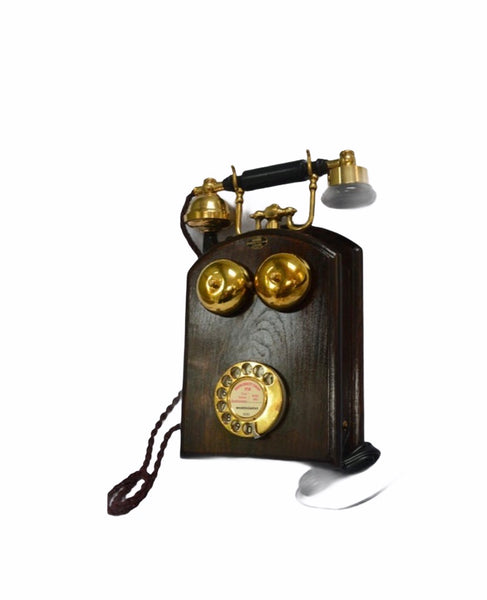 Brass Big Wooden Wall 1930s/40s Style Cradle Telephone