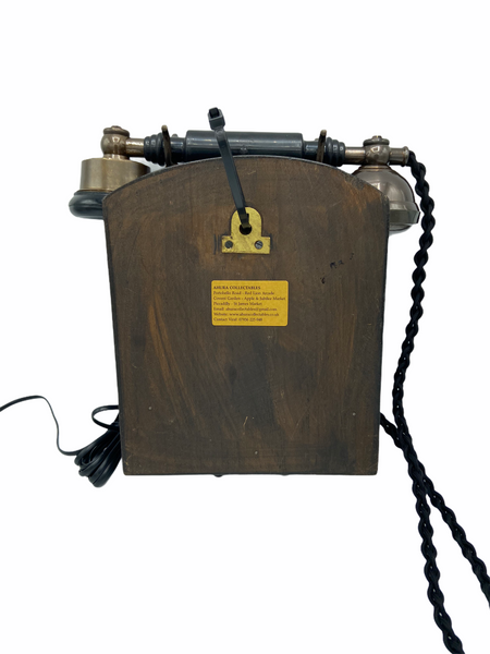 1930's Style Bronze Wood Wall Cradle Telephone