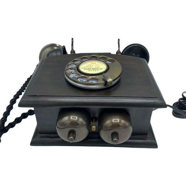 1930's Style Bronze Wood Wall Cradle Telephone