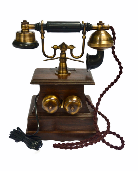 Brushed Wooden Box 1930s Style Cradle Telephone With a Tray