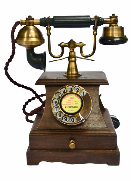 Brushed Wooden Box 1930s Style Cradle Telephone With a Tray