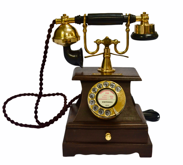 Brass Wooden Box  1930's style  Cradle Telephone with a Tray