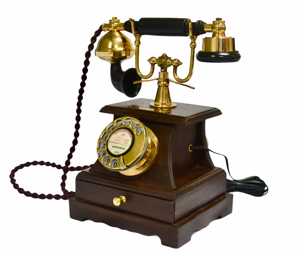 Brass Wooden Box  1930's style  Cradle Telephone with a Tray