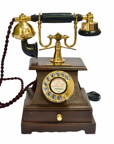 Brass Wooden Box  1930's style  Cradle Telephone with a Tray