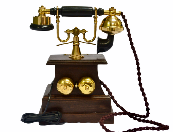 Brass Wooden Box  1930's style  Cradle Telephone with a Tray