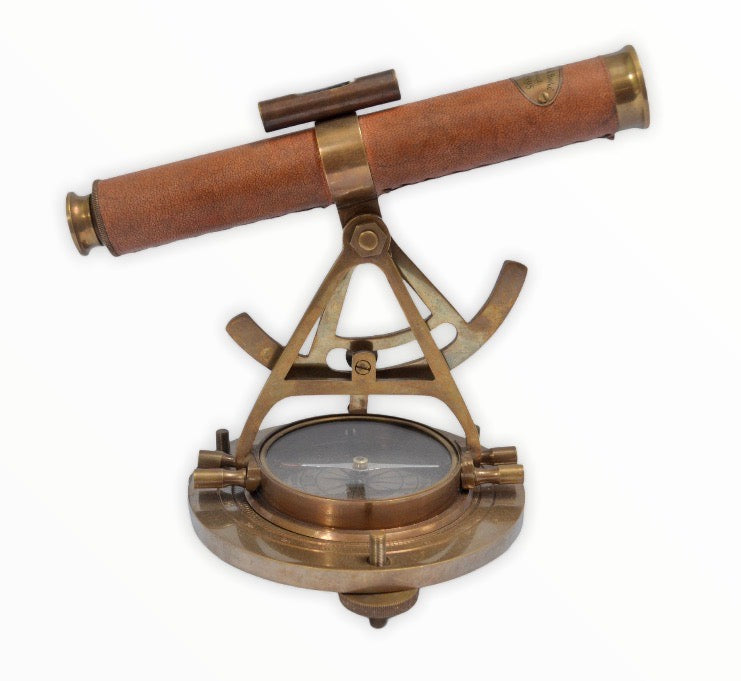 IMAX 89412 Alidade Telescope Compass - Brass & Wood Miniature Decor For Shelf Or Desk