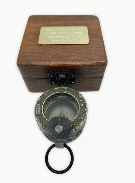 Antique 2nd World War US Forces Green M-1938 Lensatic Compass in a wooden box