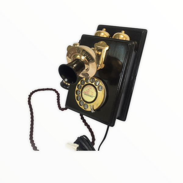 Brass 1930's Style  Wood Wall  Telephone