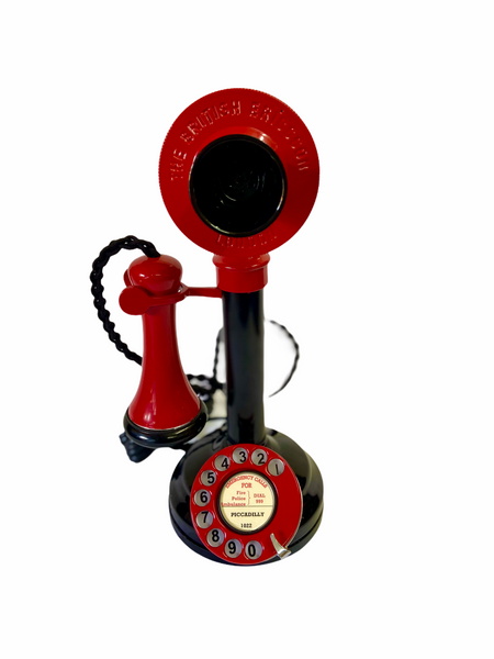 Red & Black 1920's Style Candlestick Telephone.