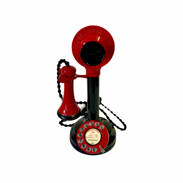 Red & Black 1920's Style Candlestick Telephone.