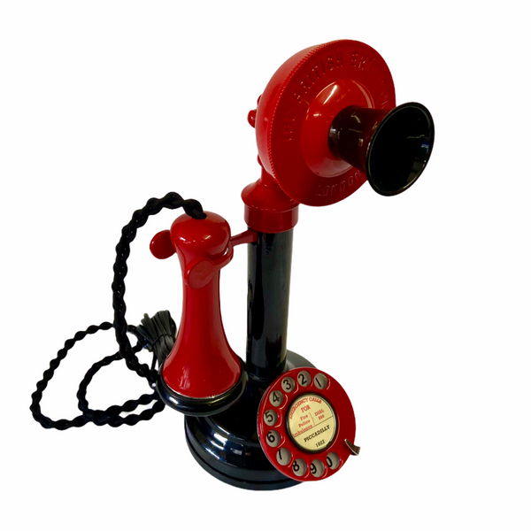 Red & Black 1920's Style Candlestick Telephone.