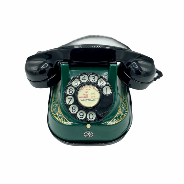 Antique 1950's Green Belgian Bell Telephone with a carrying handle