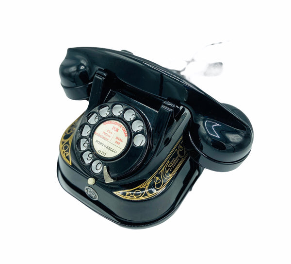 Antique 1950's Black & Gold Belgium Bell Telephone With a Handle