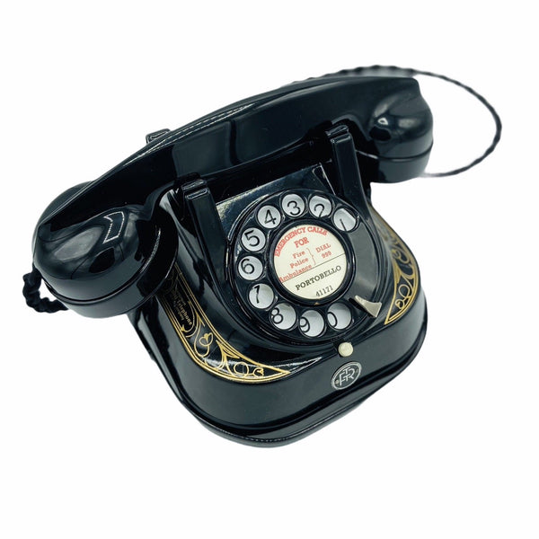 Antique 1950's Black & Gold Belgium Bell Telephone With a Handle