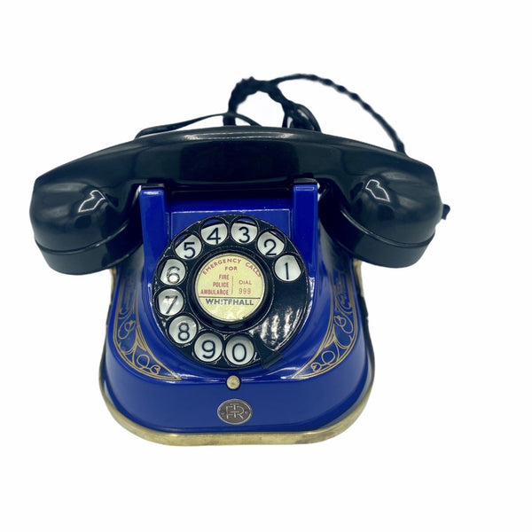 Blue 1950's Original Antique Belgium Bell Telephone with a carrying handle