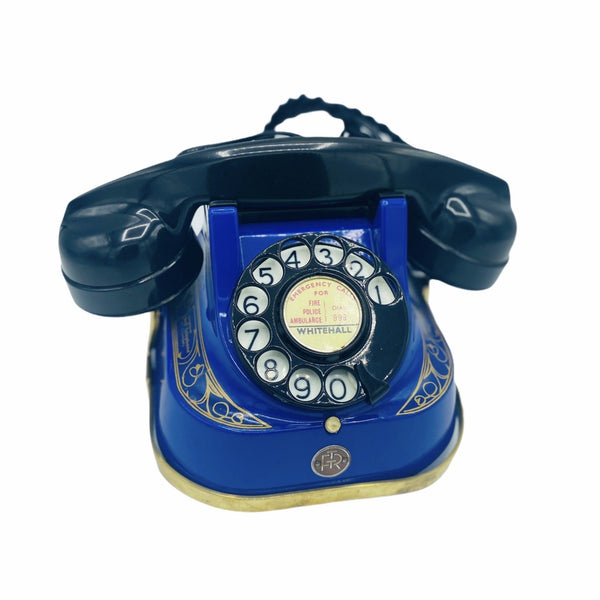 Blue 1950's Original Antique Belgium Bell Telephone with a carrying handle