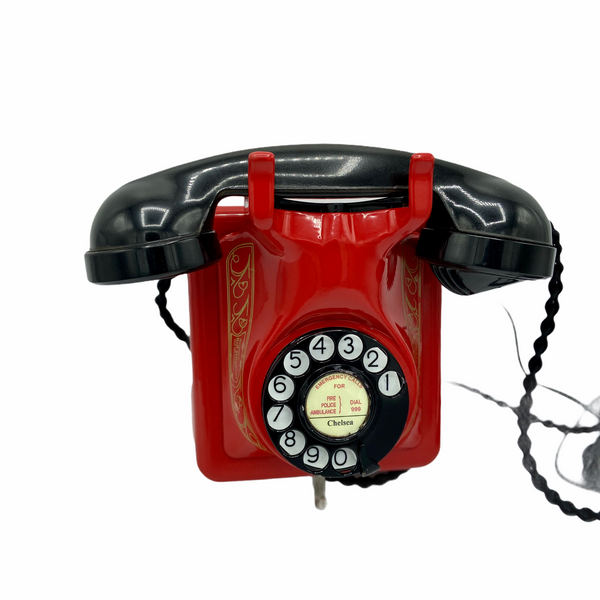 1940's Red Belgium Antique Wall Telephone