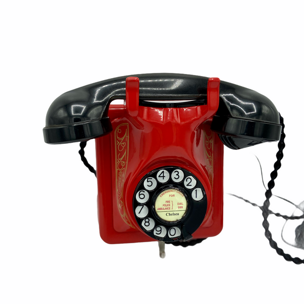 1940's Red Bell Belgium Antique Wall Telephone