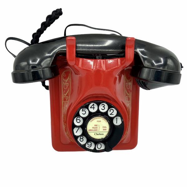 1940's Red Bell Belgium Antique Wall Telephone