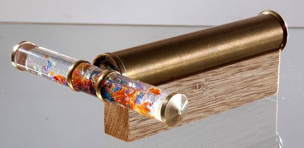 Large 7" Brass Tube Oil Kaleidoscope on a wood stand