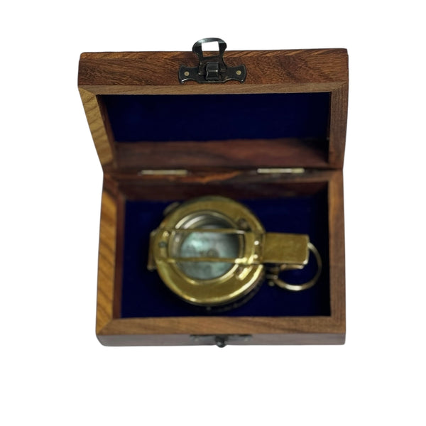 Antique 2nd World War Brass British Army Officer’s 1940 T. G Co. London Prismatic Marching Compass in a wooden box