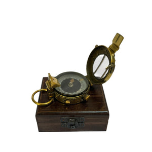 Very Rare Brass Original Antique Pre 2nd World War Brass 1939 F. B . BARKER & SON LTD  of LONDON British RAF ( Royal Air Force ) Officer's Prismatic Marching Compass in a wooden box