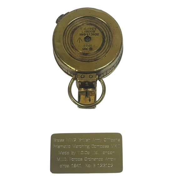 Antique 2nd World War Brass British Army Officer’s 1941 T. G Co. London Prismatic Marching Compass