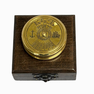 2.5" Brass Calendar Compass in a wood box