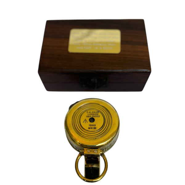 Antique 2nd World War Brass British Army Officer’s 1940 T. G Co. London Prismatic Marching Compass in a wooden box