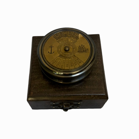 2.5" Black Calendar Compass in a wood box