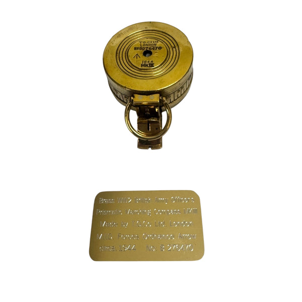 Original Antique 2nd World War Brass Army Officer’s 1944 T. G Co. London Prismatic Compass in a Wooden Box or Original Cloth Pouch
