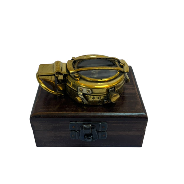 Very Rare Brass Original Antique Pre 2nd World War Brass 1939 F. B . BARKER & SON LTD  of LONDON British RAF ( Royal Air Force ) Officer's Prismatic Marching Compass in a wooden box