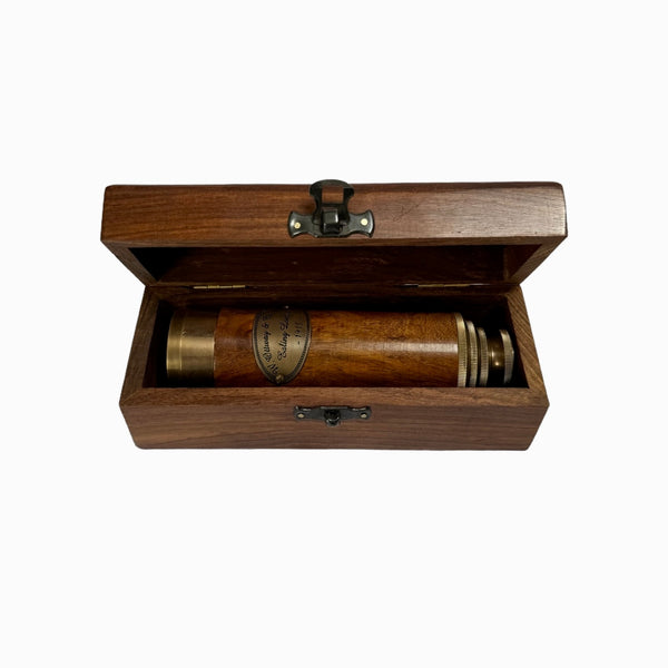 15.5" Bronze Wood Ottway 4 Draw Telescope in a wood box