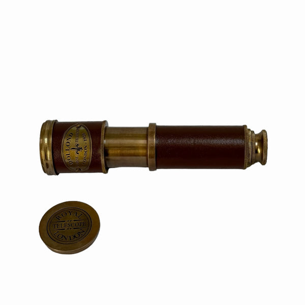 16" Bronze Leather Dolland 4 Draw Telescope in a wood box