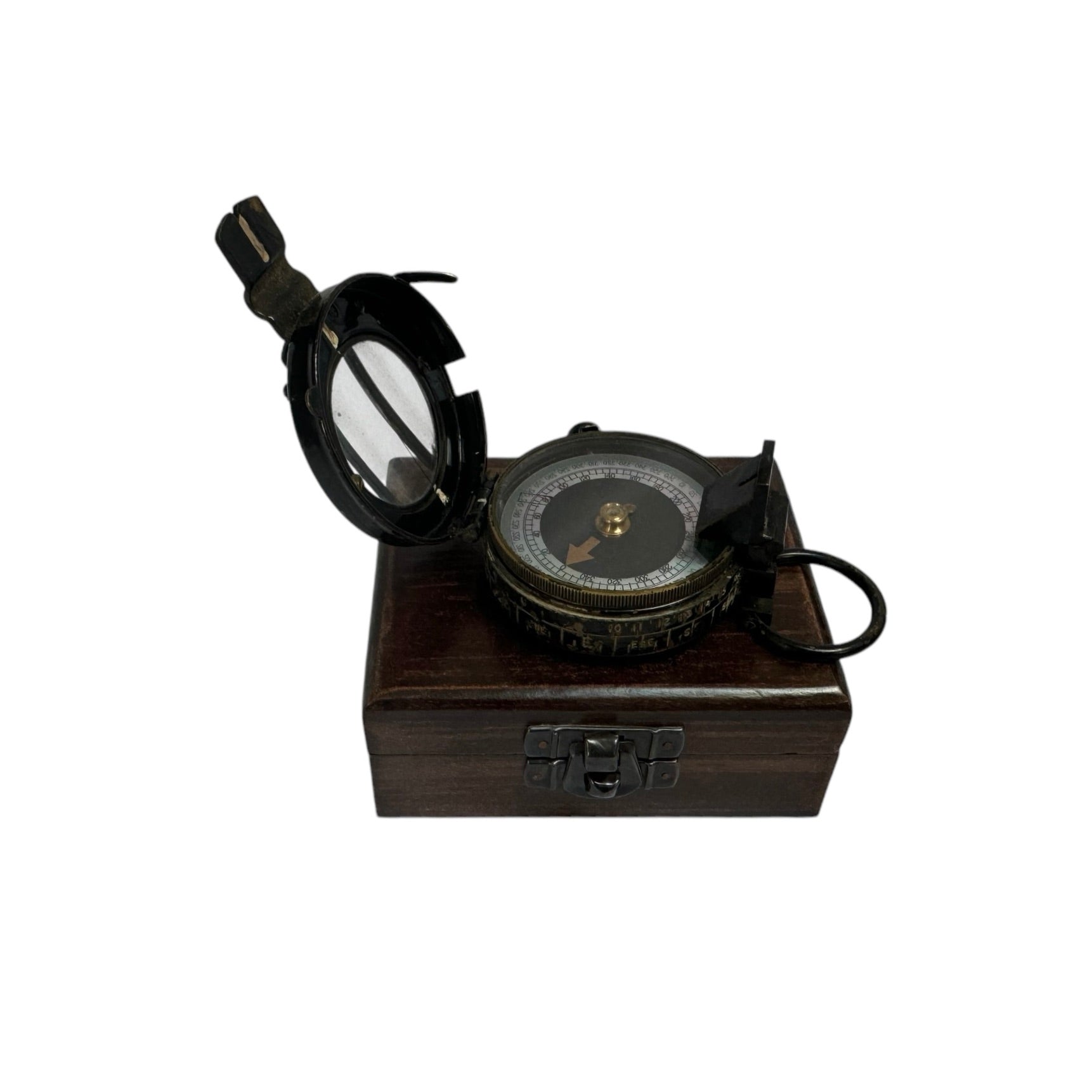 Very Rare Black Original Antique 2nd World War 1941 J.W HADLEY of Melbourne , RAAF ( Royal Australian Air Force ) Prismatic Marching Compass in a wooden box