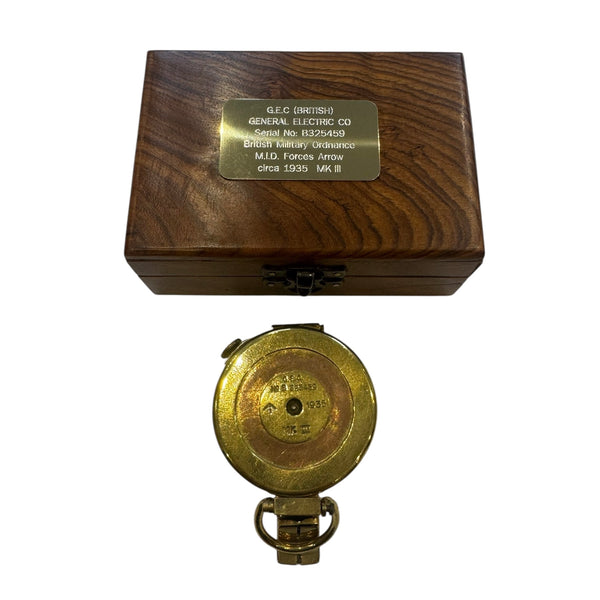Rare Early Pre 2nd W W Antique Brass 1935's GEC London ( General Electric Company ) British Army Officer's  Prismatic Marching Compass