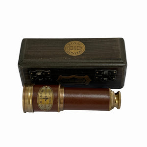 16" Bronze Leather Dolland 4 Draw Telescope in a wood box