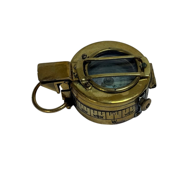 Antique 2nd World War Brass British Army Officer’s 1940 T. G Co. London Prismatic Marching Compass in a wooden box